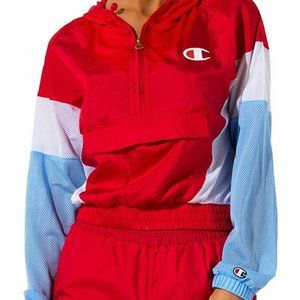 Champion Womens Nylon Warm Up Pullover Jacket RED